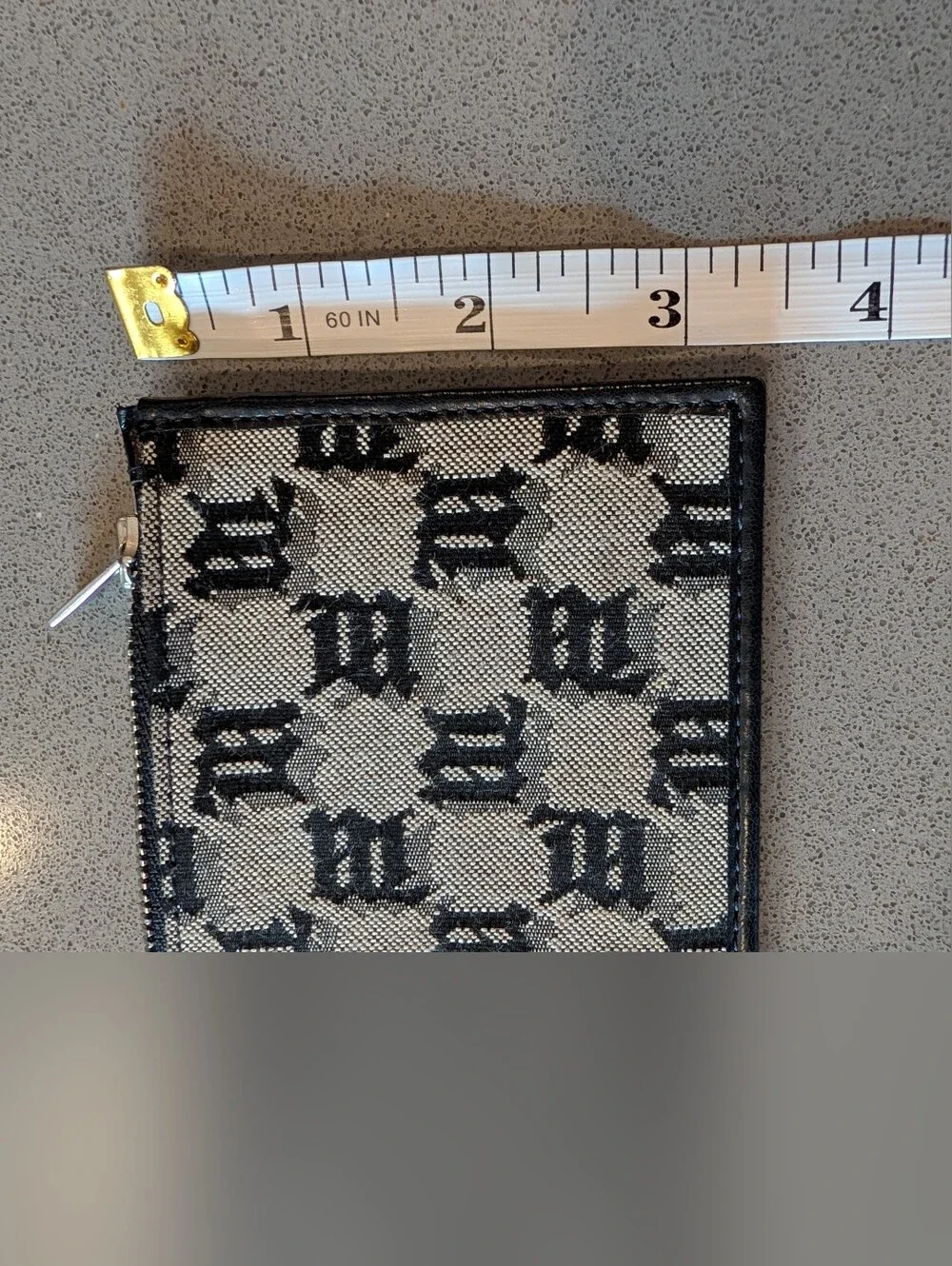 MISBHV Black Jacquard Monogram Zip Card Holder in Black and Cream